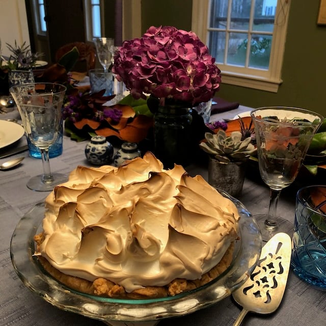 Lemon meringue pie at the Thanksgiving table